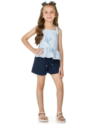Marlan - Conjunto Blusa Estampada e Shorts Azul - MARLAN