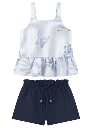 Marlan - Conjunto Blusa Estampada e Shorts Azul - MARLAN