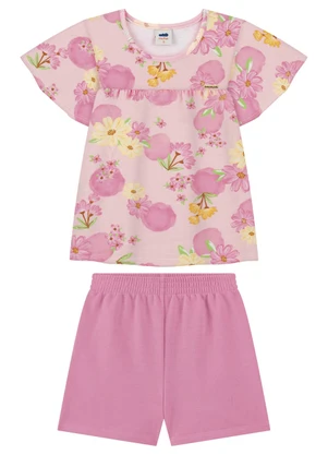 Marlan - Conjunto Blusa Estampada e Shorts Menina Rosa - MARLAN