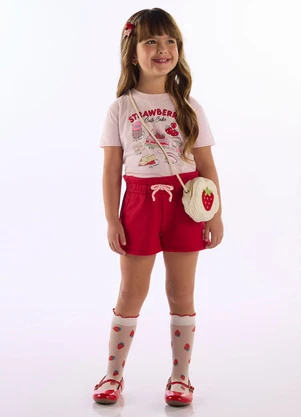 Up Baby - Conjunto Blusa Estampada Short Rosa - UP BABY