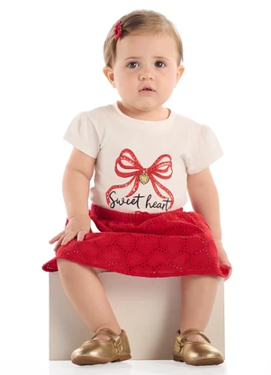 Quimby - Conjunto Blusa Estampado Saia Laise Branco - QUIMBY