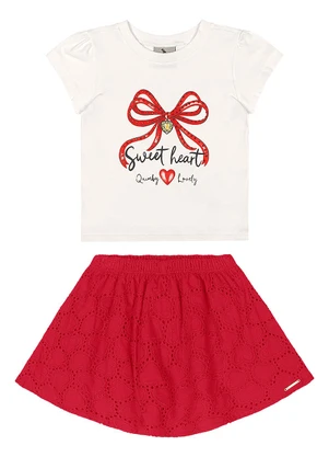 Quimby - Conjunto Blusa Estampado Saia Laise Branco - QUIMBY