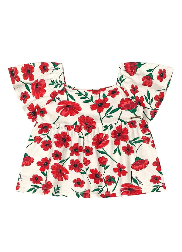 Quimby - Conjunto Blusa Estampado Short Quimby Branco 3