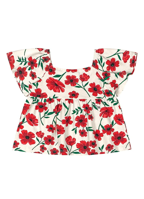 Quimby - Conjunto Blusa Estampado Short Quimby Branco 4