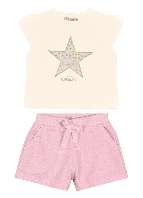 Trick Nick - Conjunto Blusa Estrela com Shorts Bege