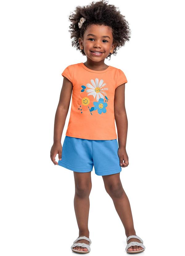 Bee Loop - Conjunto Blusa Flor e Short Laranja