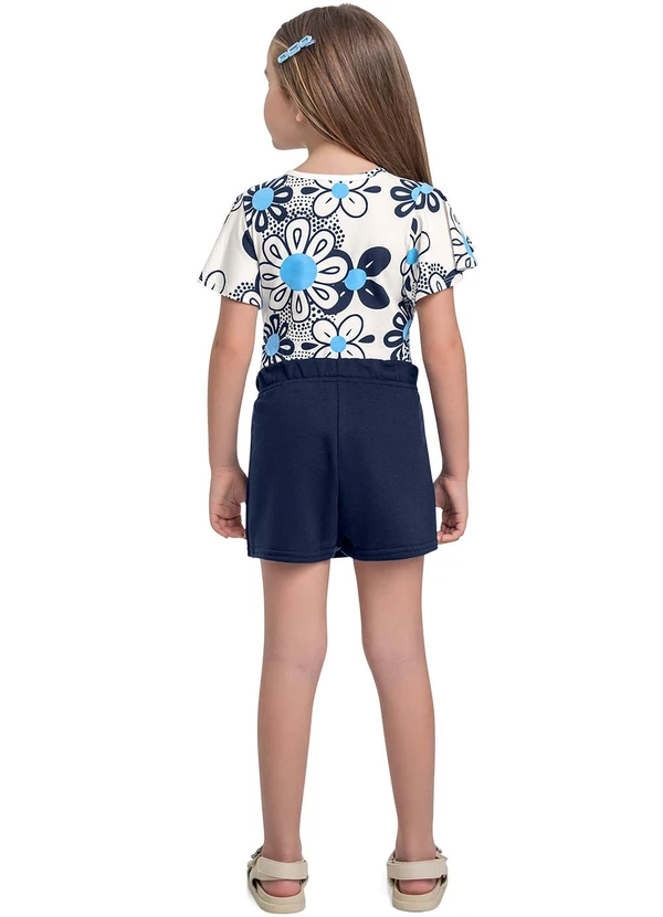 Bee Loop - Conjunto Blusa Floral e Short-Saia Azul 2