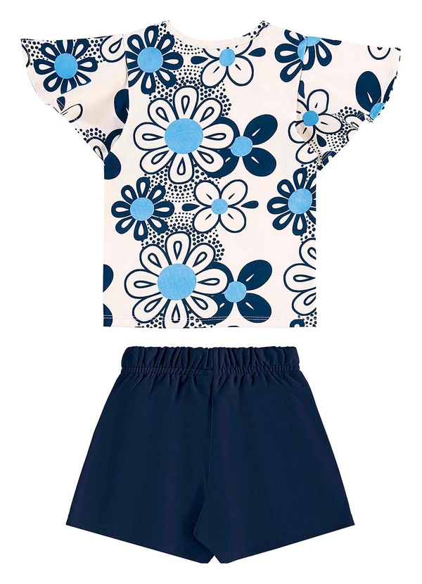 Bee Loop - Conjunto Blusa Floral e Short-Saia Azul 4