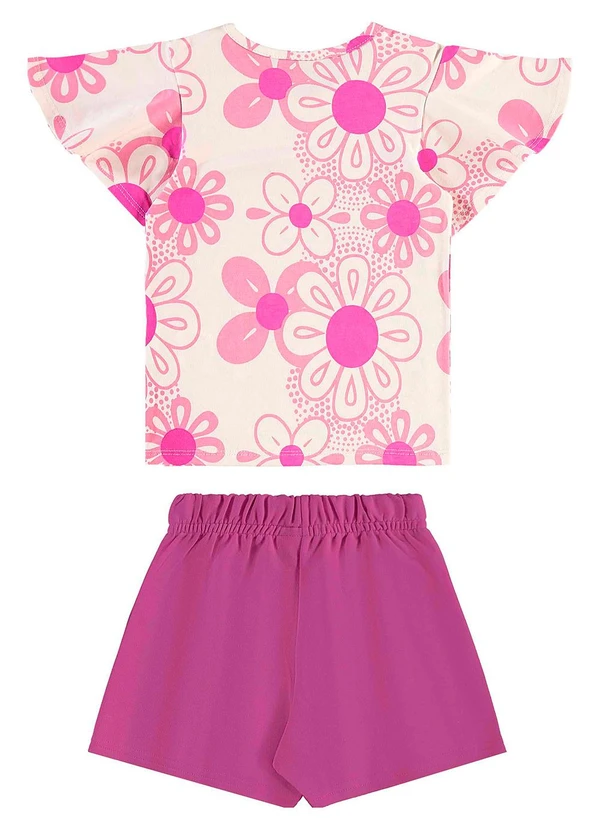 Bee Loop - Conjunto Blusa Floral e Short-Saia Roxo 2
