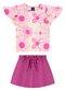 Bee Loop - Conjunto Blusa Floral e Short-Saia Rosa - variação: Roxo