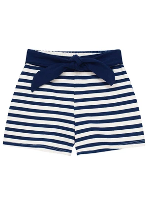 Duduka - Conjunto Blusa Flores e Short com Cinto Azul  - DUDUKA