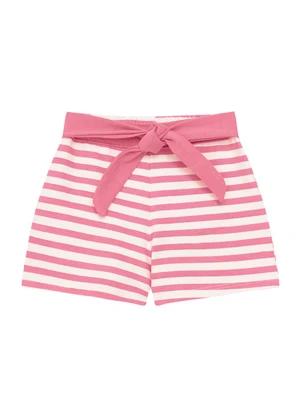 Duduka - Conjunto Blusa Flores e Short com Cinto Rosa - DUDUKA