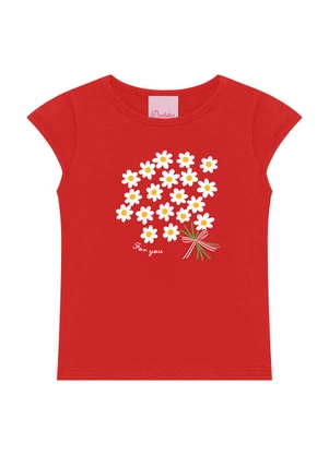 Duduka - Conjunto Blusa Flores e Short com Cinto Vermelho - DUDUKA