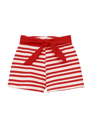 Duduka - Conjunto Blusa Flores e Short com Cinto Vermelho - DUDUKA
