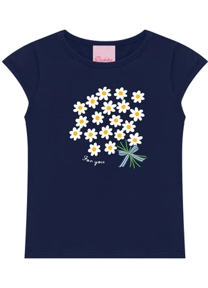 Duduka - Conjunto Blusa Flores e Short Rotativo  Azul  - DUDUKA