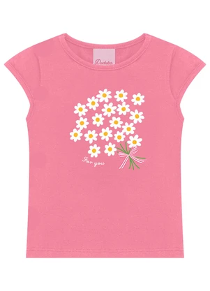 Duduka - Conjunto Blusa Flores e Short Rotativo  Rosa - DUDUKA