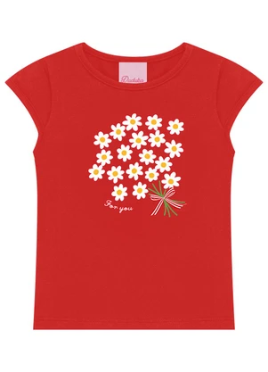 Duduka - Conjunto Blusa Flores e Short Rotativo  Vermelho - DUDUKA
