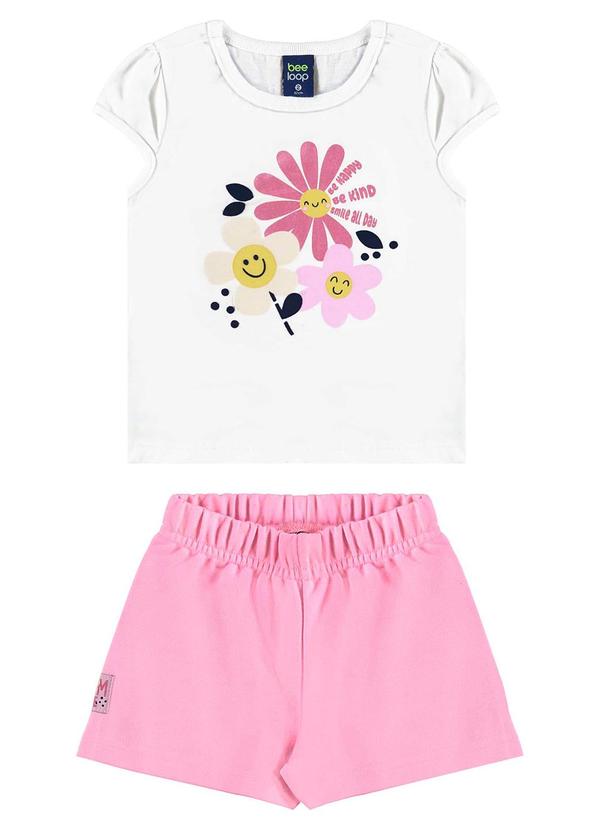 Bee Loop - Conjunto Blusa Florezinhas e Short Branco