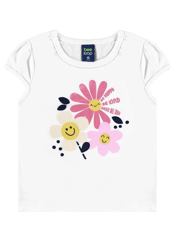 Bee Loop - Conjunto Blusa Florezinhas e Short Branco 3