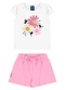 Bee Loop - Conjunto Blusa Florezinhas e Short Rosa - variação: Branco