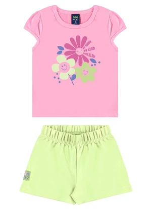 Bee Loop - Conjunto Blusa Florezinhas e Short Rosa - BEE LOOP