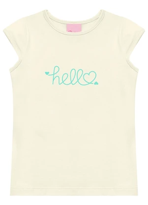 Duduka - Conjunto Blusa Hello e Short com Laço Bege - DUDUKA