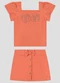 Kely Kety - Conjunto Blusa Hive e Shorts-Saia Moletinho Rosa - variação: Laranja