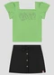 Kely Kety - Conjunto Blusa Hive e Shorts-Saia Moletinho Rosa - variação: Verde