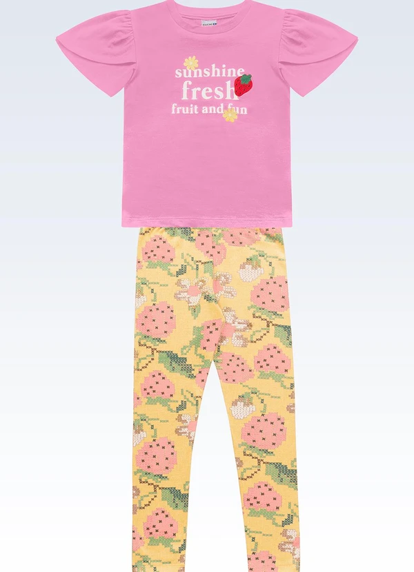 Fakini Kids - Conjunto Blusa/Legging Rosa