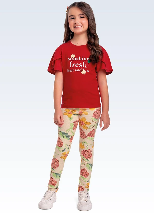 Fakini Kids - Conjunto Blusa/Legging Vermelho