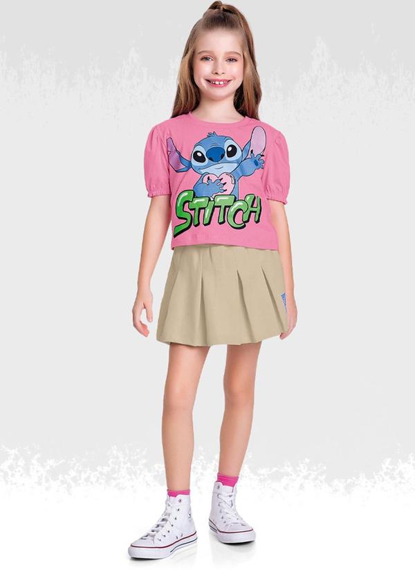 Fakini Kids - Conjunto Blusa/Lilo & Stitch Rosa