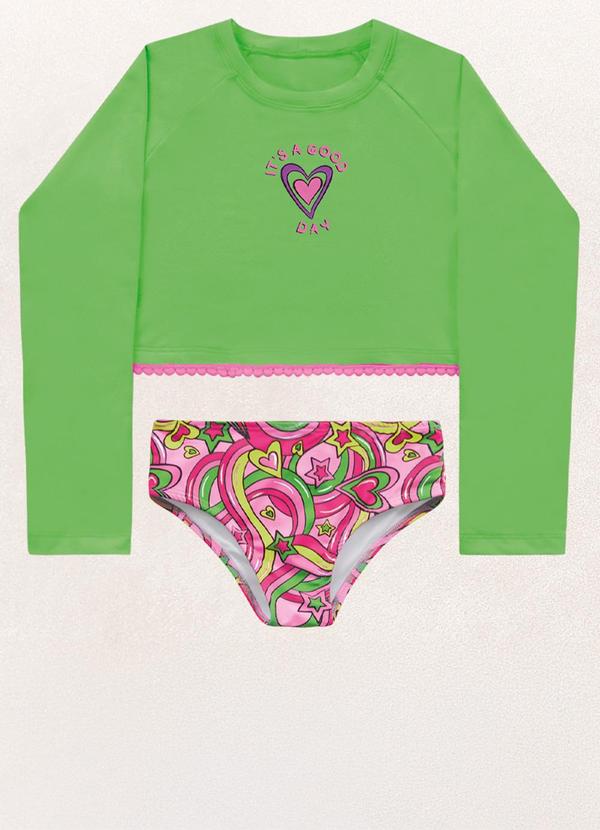 Fakini Kids - Conjunto Blusa Manga Longa e Calcinha Rosa