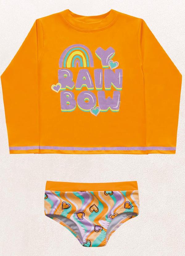 Fakini Kids - Conjunto Blusa M/Longa/Calcinha Laranja