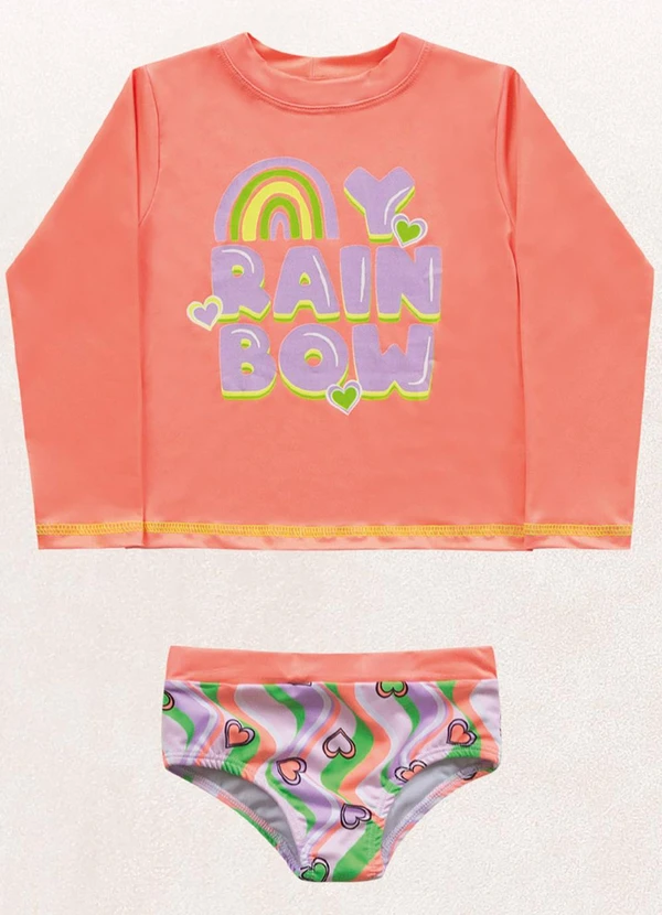 Fakini Kids - Conjunto Blusa M/Longa/Calcinha Coral 4