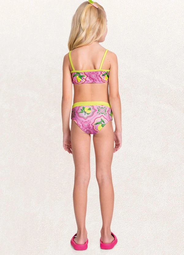 Fakini Kids - Conjunto Blusa M/Longa/Top/Calcinha Amarelo 4