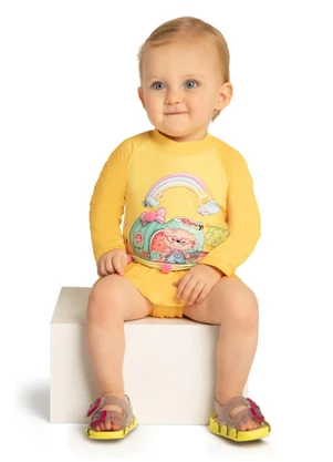 Marlan - Conjunto Blusa Manga Longa e Tanga Uv Amarelo - MARLAN