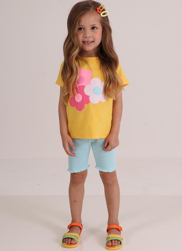 Tink Bink - Conjunto Blusa Mc com Silk e Ciclista Amarelo 1