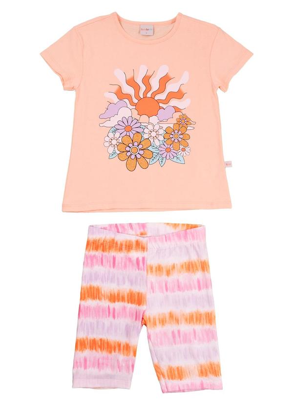 Tink Bink - Conjunto Blusa Mc com Silk e Ciclista Laranja