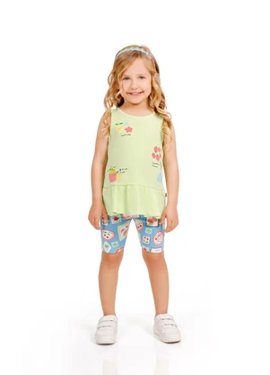 Tink Bink - Conjunto Blusa Meia Malha Ciclista Cotton Verde - TINK BINK