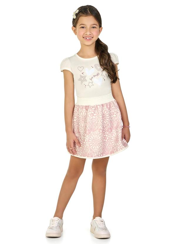 Marlan - Conjunto Blusa Meia Malha e Saia em Paetê Bege