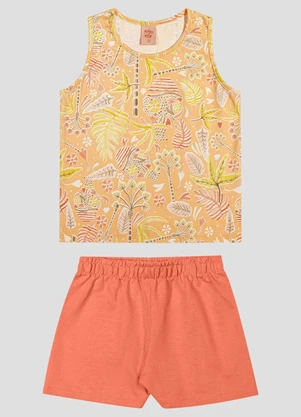 Kely Kety - Conjunto Blusa Meia Malha e Shorts Amarelo - KELY KETY