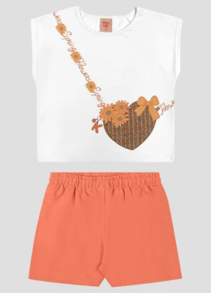 Kely Kety - Conjunto Blusa Meia Malha e Shorts Branco - KELY KETY