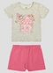 Kely Kety - Conjunto Blusa Meia Malha e Shorts Rosa - variação: Cinza