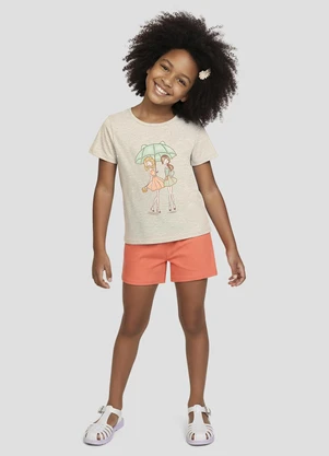 Kely Kety - Conjunto Blusa Meia Malha e Shorts Cinza - KELY KETY