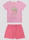 Kely Kety - Conjunto Blusa Meia Malha e Shorts Rosa - variação: Rosa