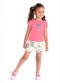 Duduka - Conjunto Blusa Capivara  e Short Flor Azul  - variação: Rosa