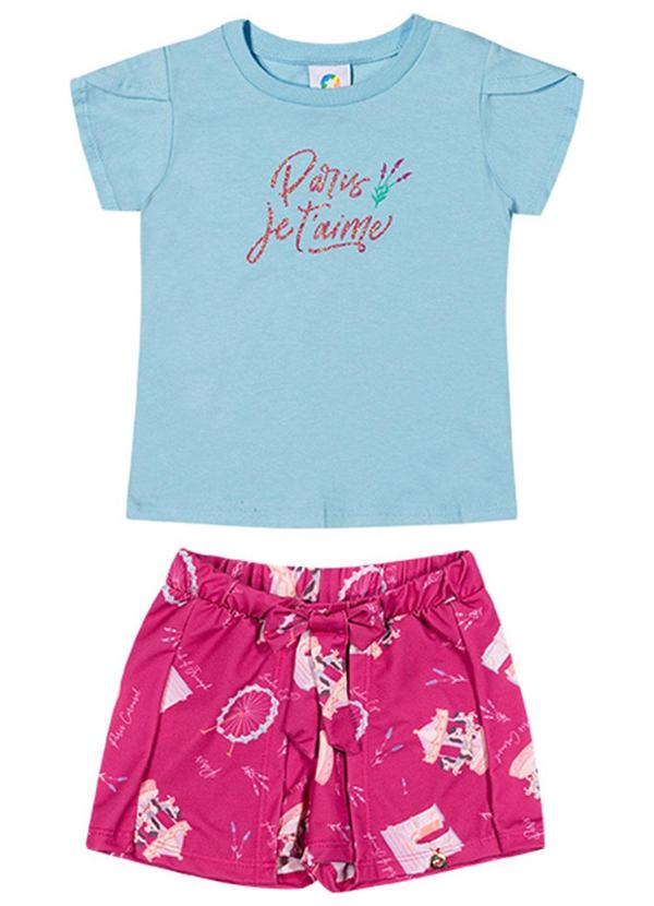 Alenice - Conjunto Blusa Paris Menina Azul