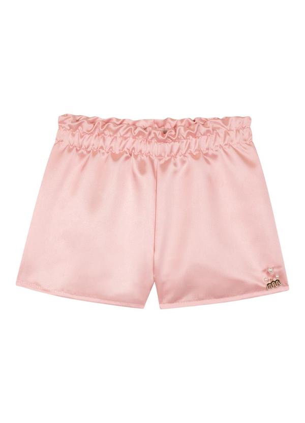 Milli e Nina - Conjunto Blusa Penteado e Shorts Cetim Rosa 3