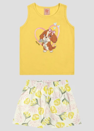 Kely Kety - Conjunto Blusa Regata e Shorts Amarelo - KELY KETY