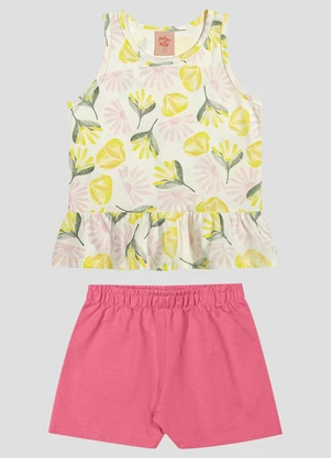Kely Kety - Conjunto Blusa Regata e Shorts em Amarelo - KELY KETY